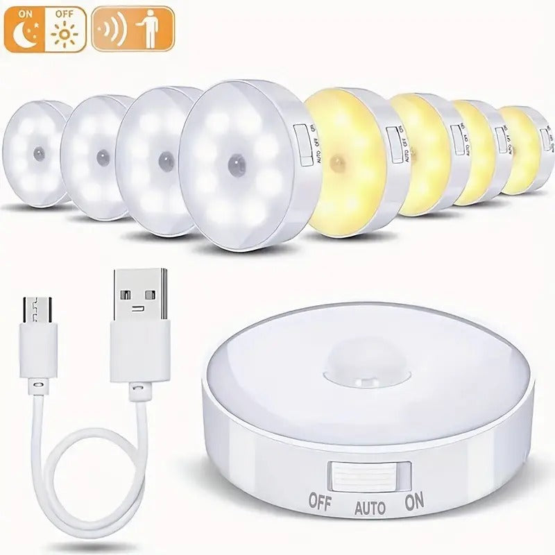 Motion Sensor Wireless Lights for Home (Pack of 2) – USB Rechargeable, Wireless LED Lights for Wardrobe, Cupboard, and Stairs💡✨