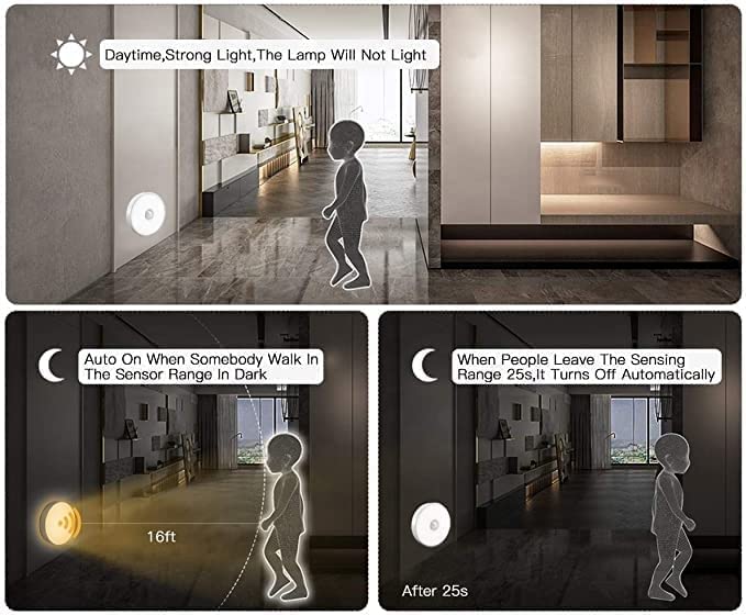 Motion Sensor Wireless Lights for Home (Pack of 2) – USB Rechargeable, Wireless LED Lights for Wardrobe, Cupboard, and Stairs💡✨