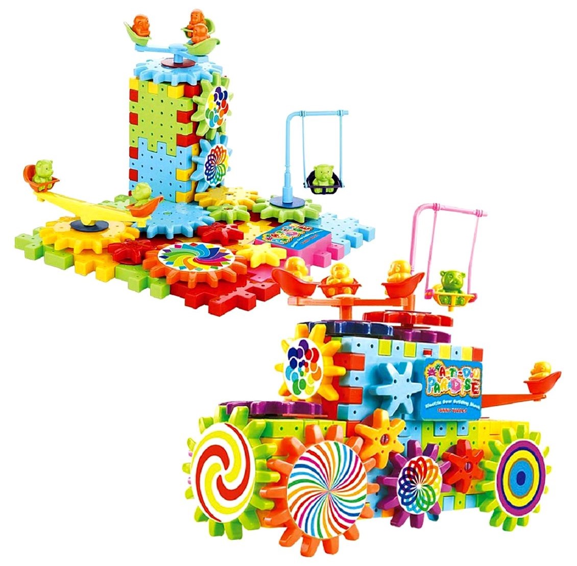 Rotating Building Blocks with Gears (81 pcs) – Battery Operated