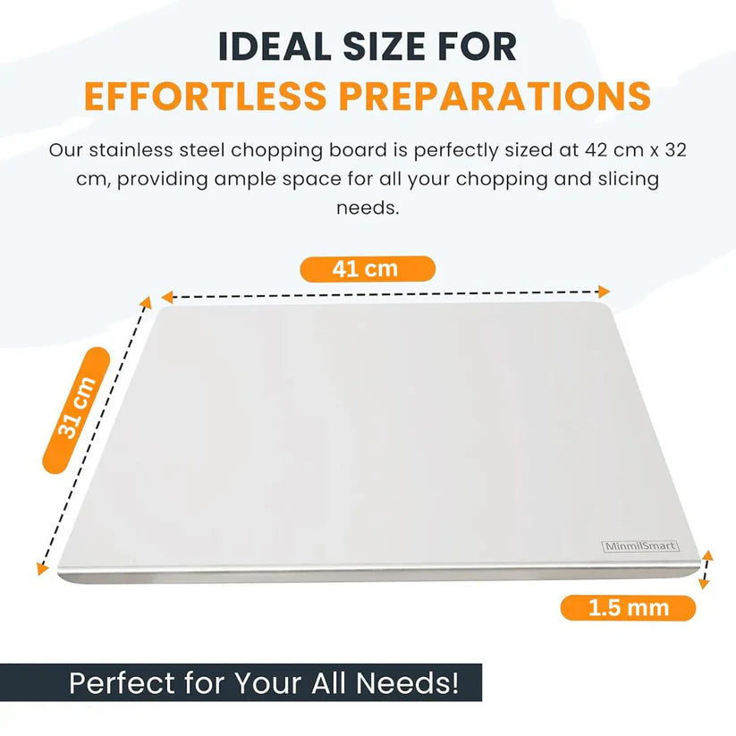 Premium Stainless Steel Chopping Board & Kitchen Countertop - 41 x 31 cm (Original Big Size) - Upgrade Your Culinary Experience