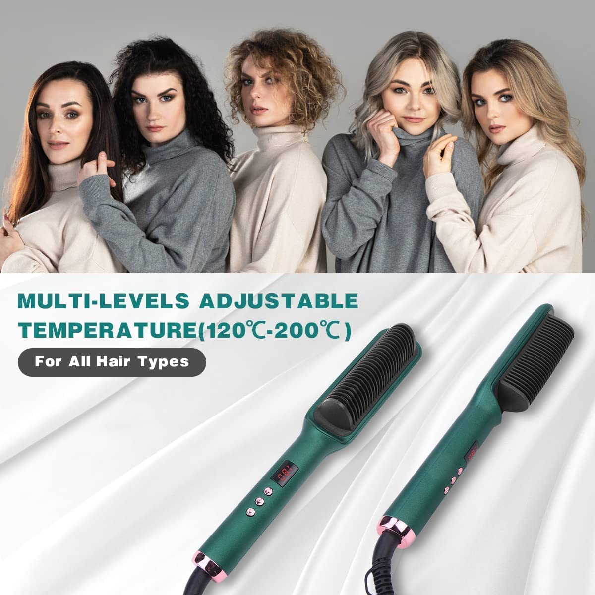 Hair Straightner Comb Brush, Say Goodbye to Frizz! Suitable for All Hair Types!