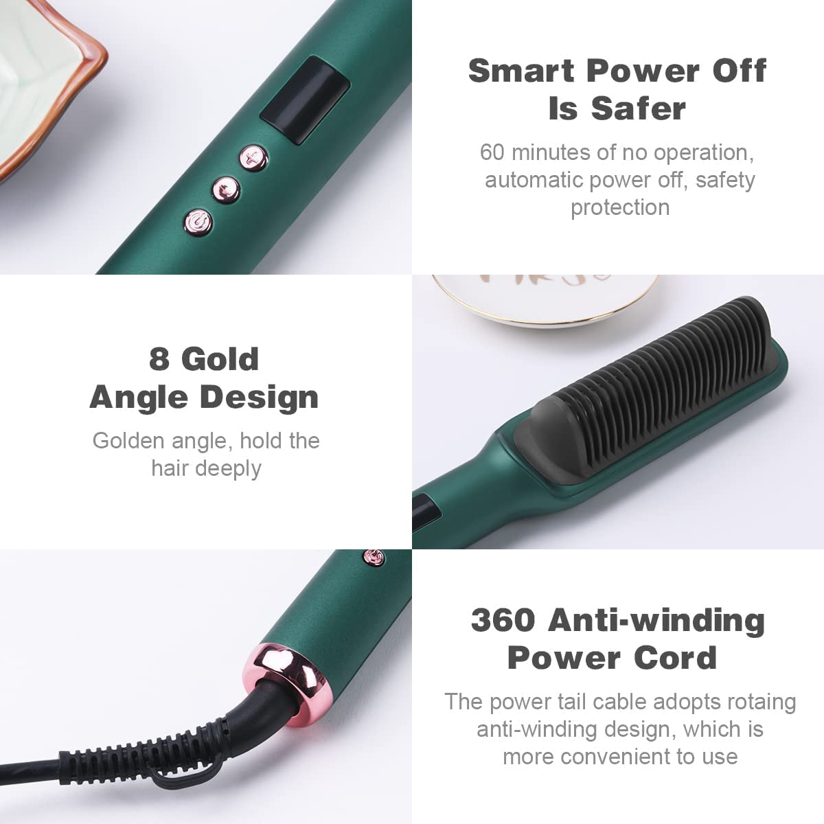 Hair Straightner Comb Brush, Say Goodbye to Frizz! Suitable for All Hair Types!