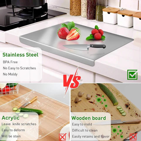 Premium Stainless Steel Chopping Board & Kitchen Countertop - 41 x 31 cm (Original Big Size) - Upgrade Your Culinary Experience
