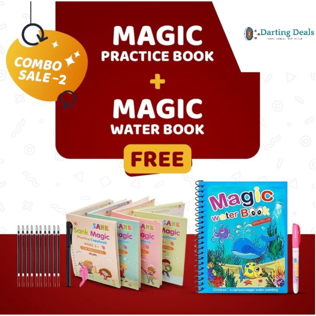 ✨ Unlock Learning Fun with Sank Magic Practice Copybooks! ✨ | 4 Books + 10 Refills + Pen & Grip | Perfect for Reading, Writing, & Drawing! 📚✍️ | Ages 3-6 | Limited Time Offer – Free Gifts Inside! 🎁